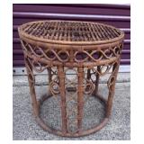 vintage mid century wicker side table