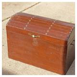 Vintage Curved Top Wood Chest with Tray