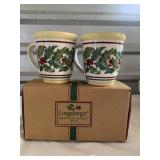 Longaberger Cups American Holly Mugs