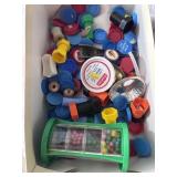 misc milk jug lids toys etc