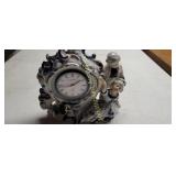 6" Blue White Clock Figurine