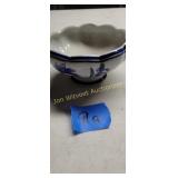 3" high 6" across Blue White Dish