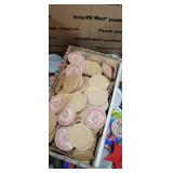 Buttons and dairy bottle tops