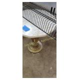 marble top table and  wire rack