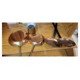 copper pans and strainers