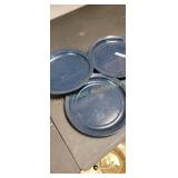 Blue enamelware plates