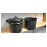 Double boiler black enamelware