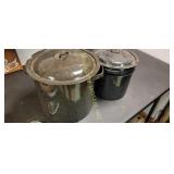 Stock pot and double boiler black enamelware