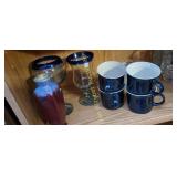 blue cups, stem ware