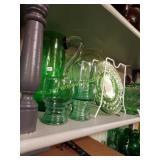 green vintage glassware