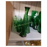 green vintage glassware