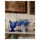 blue  vintage glassware