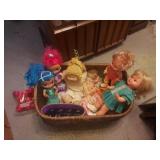 Dolls and basket