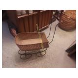 Wicker Doll Stroller Vintage