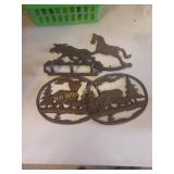Iron bear plaques moose and rocking horse hooks