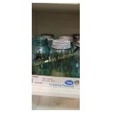 Blue Fruit Jars with Some Zinc Lids