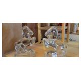 Glass horse bookends