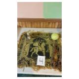 TAPESTRY, VINTAGE ICE SKATES,  FIGURINE