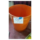 BIG ORANGE METAL TRASH CAN