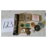 TEAMSTER BUTTONS, COMPASS, MICKEY MOUSE WATCH