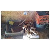WOOD BOX,  TIGHTEN DOWN STRAPS AND MILK CRATE