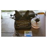 OLIVER TYPE WRITER AND KEROSENE BOTTOM  OF LAMP
