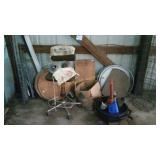 BARREL LIDS, STOOL, NAIL APRONS