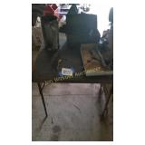 WOOD CARD TABLE, TOOLS,