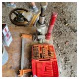 Bottle Jack, Mag Light, Clamps