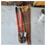 Bolt Cutters and Hand Saw