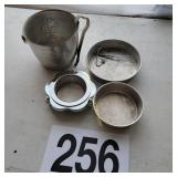 Metal Ice bucket, Tongs, Cake Pans small