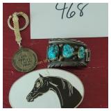 Southern Railroad Coin, Turquoise Watch Sides and