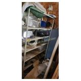 Metal Shelf and Contents