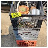 3 Plastic Milk Crates and Contents