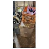 2 Drawer File Cabinet, Waste Can, Milk Crate