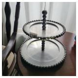Vintage Beaded 2 Tier Display  Decor Stand