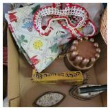 Vtg Drapes, Copper Mold, Mini Sad Iron