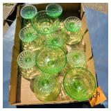 Achor Hocking Block  Optic Green Glass Sherbets
