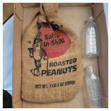 Burlap Mr. Peanut Bags, Vtg Baby Bottles