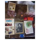 Vtg Glass Tumblers, Picture, Cigar Box, Trinkets