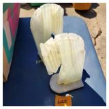 Vtg Onyx Horse Head Book Ends