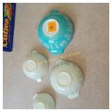 Butter Print Pyrex Mixing Bowls, been well loved