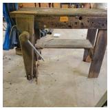 Wood Bench with Wood Vtg Vise
