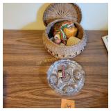 Sewing Basket, Vtg Glass