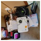 Printer, Cables, Light, Office Desk Items