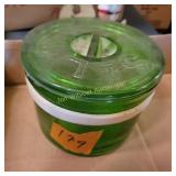 Vtg  Green Salt Container