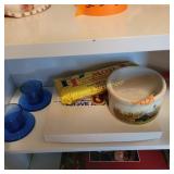 Blue Cups/Saucers, Crock