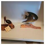 Wood Figures, Bird and Fish