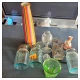 Vtg Youngs Striped Vase, Wire Top Jars