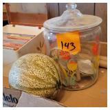 Vtg  Tulip Jar , Melon, Card Box